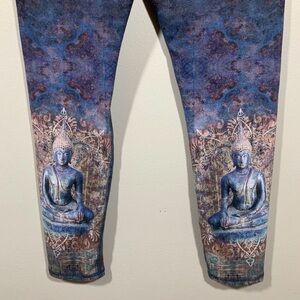 Evolution And Creation Womens High Rise Buddha Leggings Sz M/L Multi Color EUC